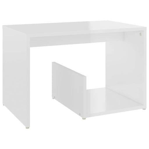 Side Table High Gloss White 59x36x38 cm Engineered Wood.
