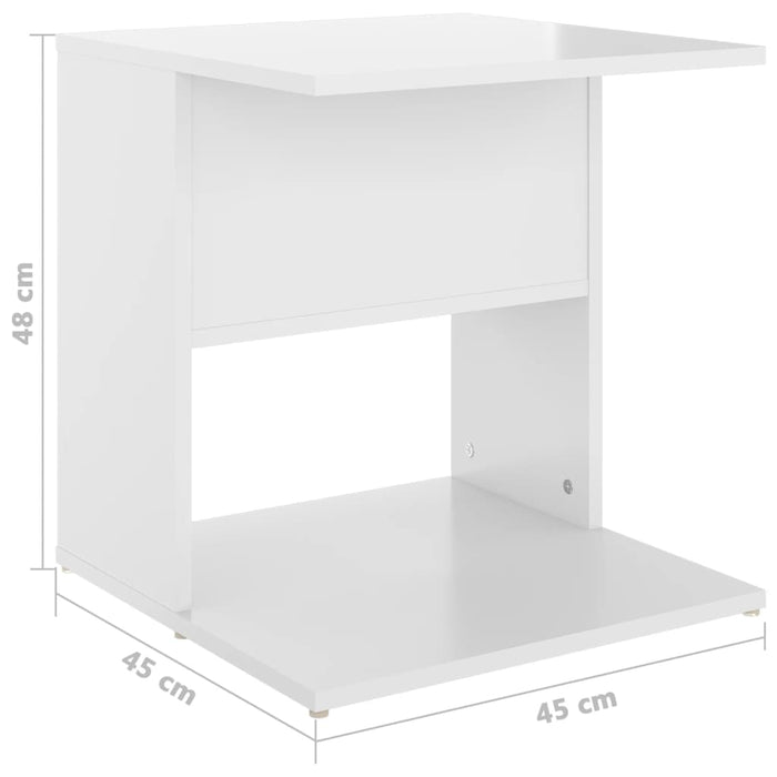Side Table High Gloss White 45x45x48 cm Engineered Wood.