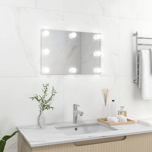 Wall Mirror with LED Lights Rectangular Glass.
