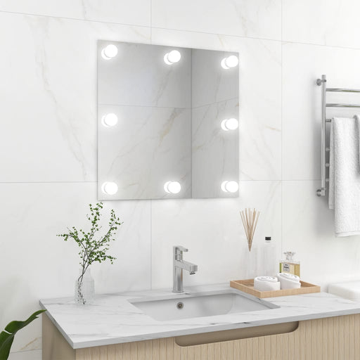 Wall Mirror with LED Lights Square Glass.