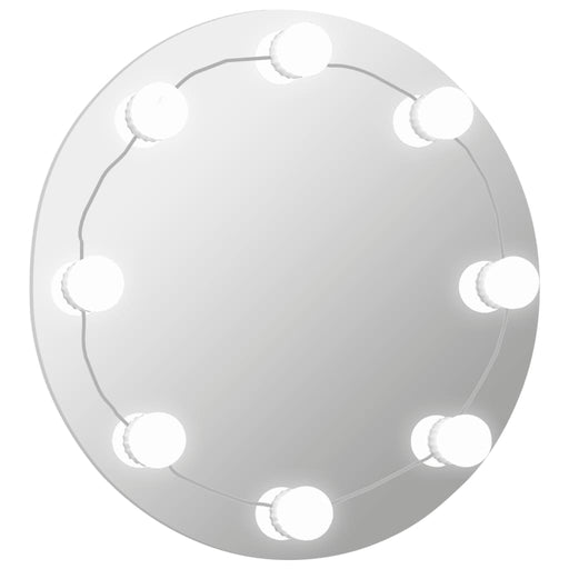 Wall Mirror with LED Lights Round Glass.