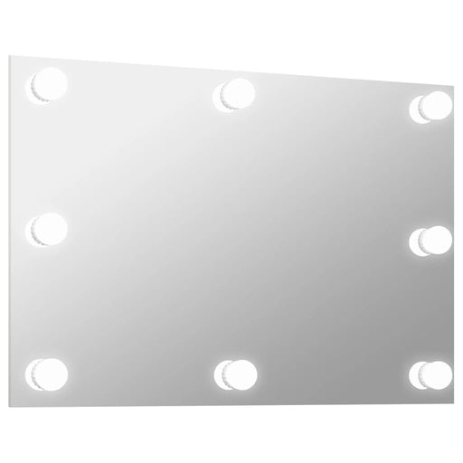 Wall Frameless Mirror with LED Lights Rectangular Glass.
