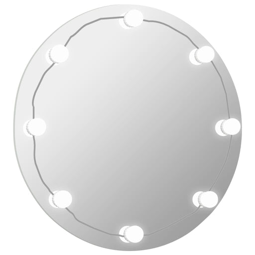 Wall Frameless Mirror with LED Lights Round Glass.