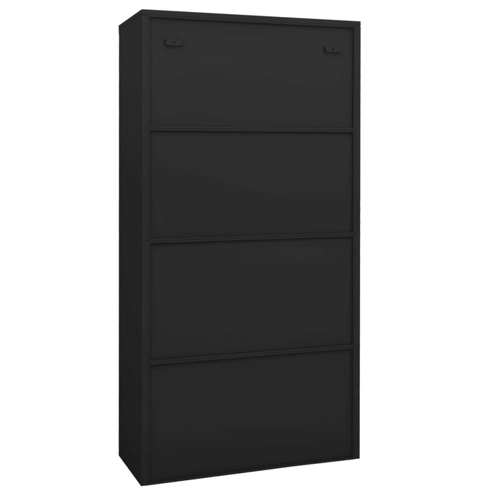 Office Cabinet Anthracite 90x40x180 cm Steel and Tempered Glass.
