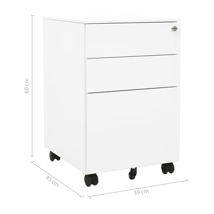Mobile File Cabinet White 39x45x60 cm Steel.