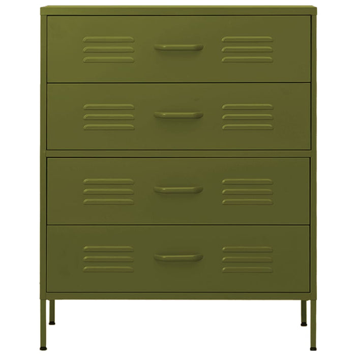 Chest of Drawers Olive Green 80x35x101.5 cm Steel.
