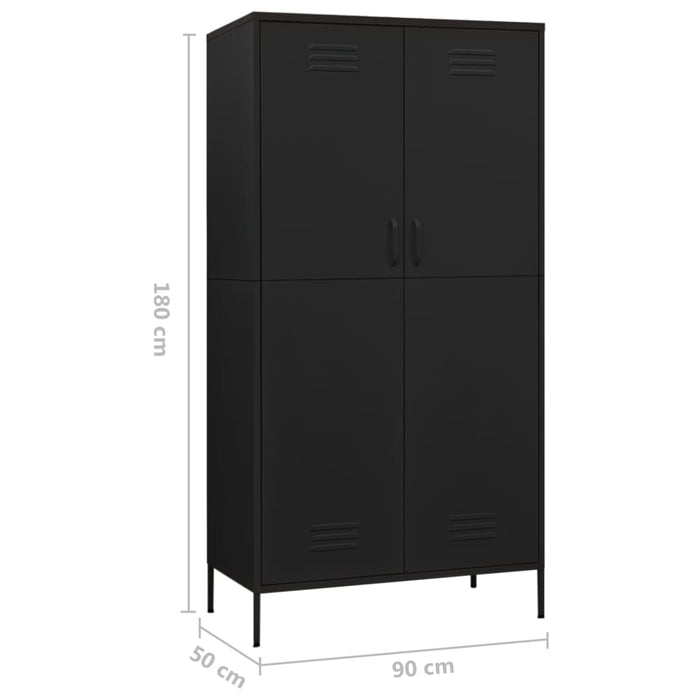 Wardrobe Black 90x50x180 cm Steel.