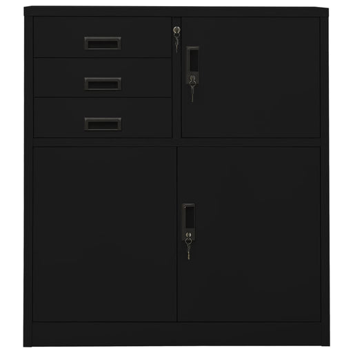 Office Cabinet Black 90x40x102 cm Steel.