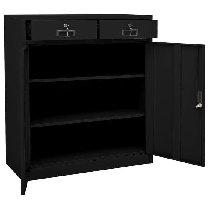 Office Cabinet Black 90x40x102 cm Steel.