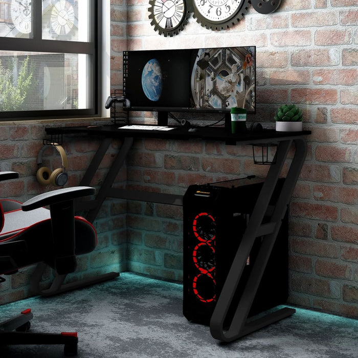 Gaming Desk with ZZ Shape Legs Black 90 cm