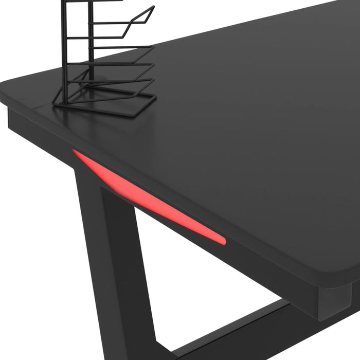 Gaming Desk LED with Z Shape Legs Black 90x60x75 cm.