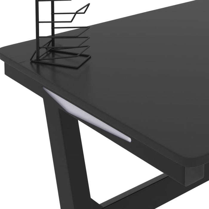 Gaming Desk LED with Z Shape Black 110x60x75 cm.