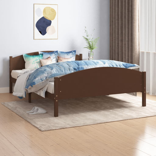 Bed Frame Dark Brown Solid Pine Wood 160x200 cm.