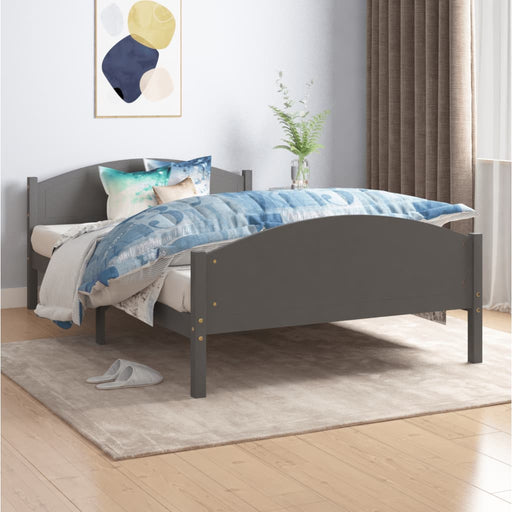 Bed Frame Dark Grey Solid Pine Wood 120x200 cm.