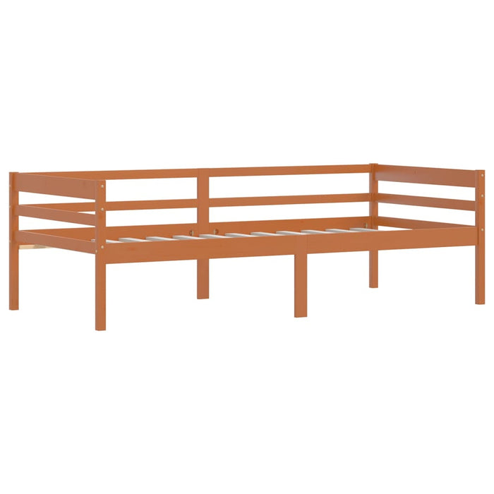 Bed Frame Honey Brown Solid Pinewood 90x200 cm.