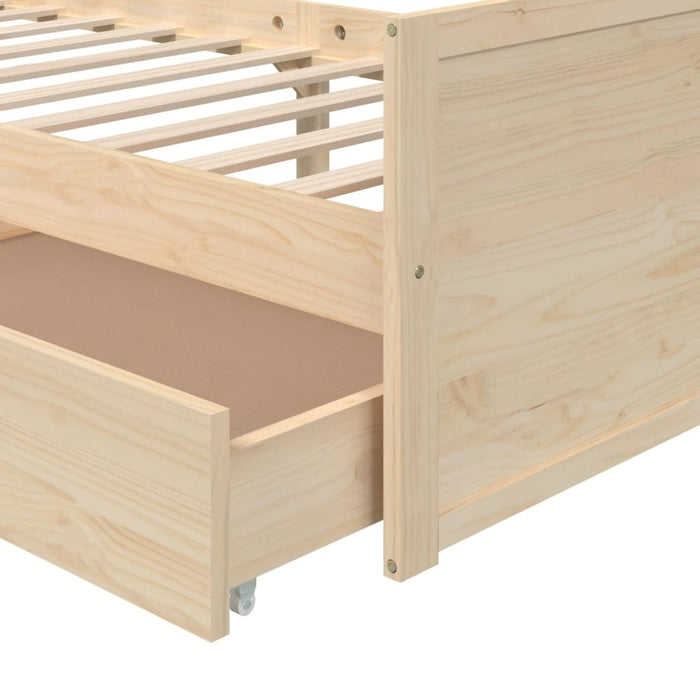 Bed Frame with Drawers Solid Wood Pine 90x200 cm.