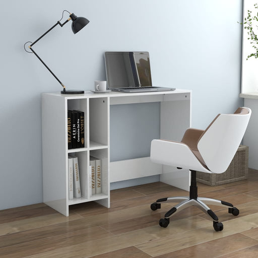 Notebook Desk High Gloss White 102.5x35x75 cm Engineered Wood.