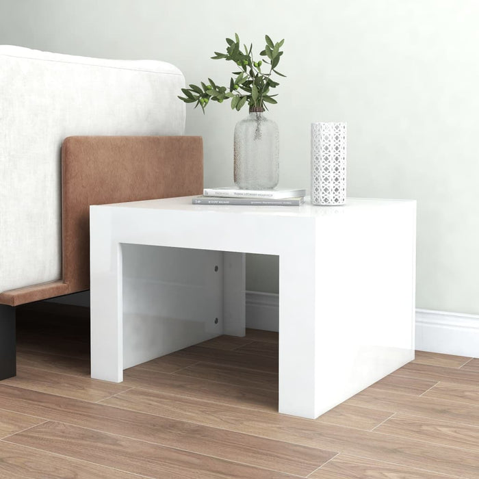 Coffee Table High Gloss White 50x50x35 cm Engineered Wood