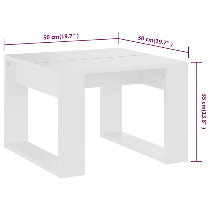Side Table White 50x50x35 cm Engineered Wood.