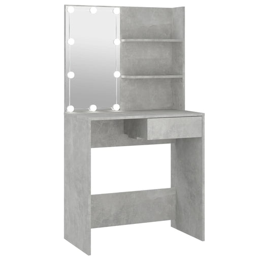 Dressing Table with LED Concrete Grey 74.5x40x141 cm.