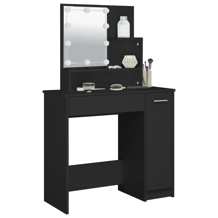 Dressing Table with LED Black 86.5 cm