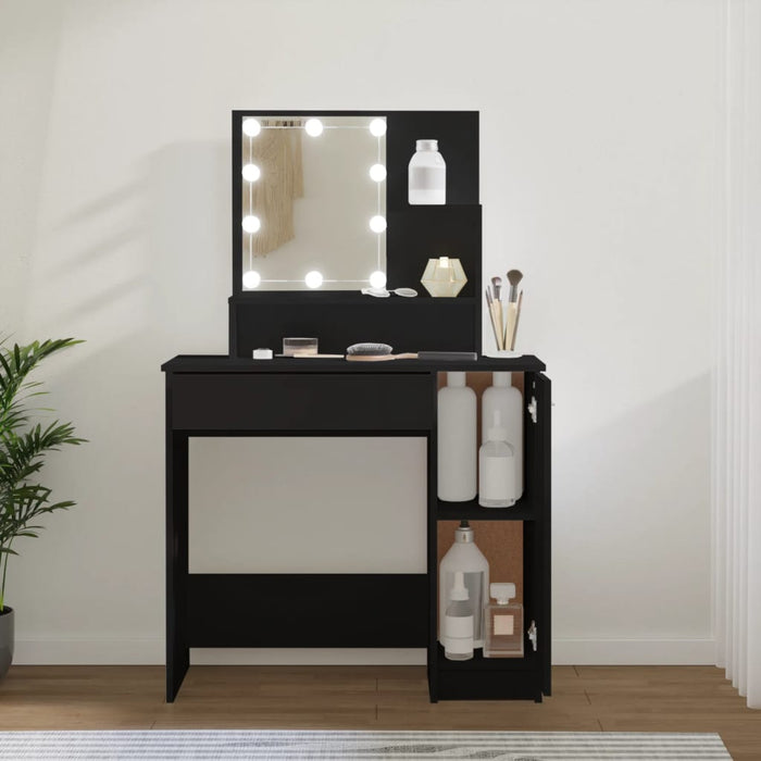 Dressing Table with LED Black 86.5 cm