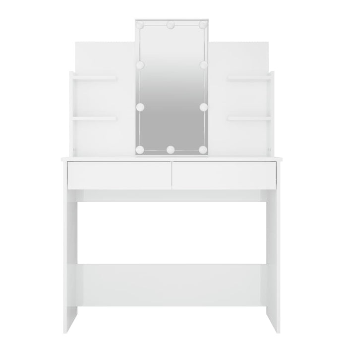 Dressing Table with LED High Gloss White 96x40x142 cm.