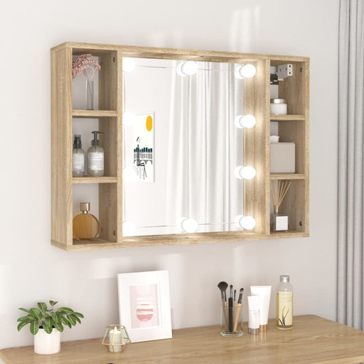 Mirror Cabinet with LED Sonoma Oak 76x15x55 cm.