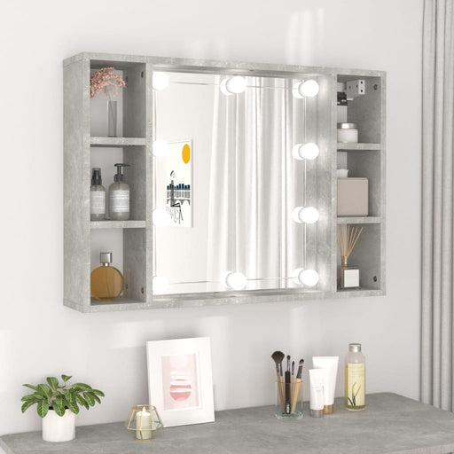 Mirror Cabinet with LED Concrete Grey 76x15x55 cm.