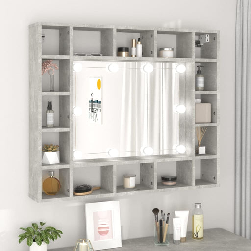 Mirror Cabinet with LED Concrete Grey 91x15x76.5 cm.