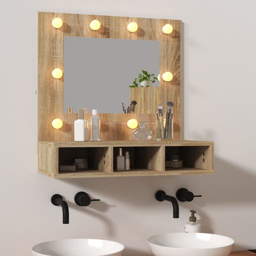 Mirror Cabinet with LED Sonoma Oak 60x31.5x62 cm.