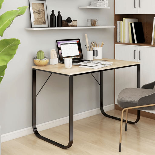 Computer Desk Black and Oak 110x60x73 cm Engineered Wood.