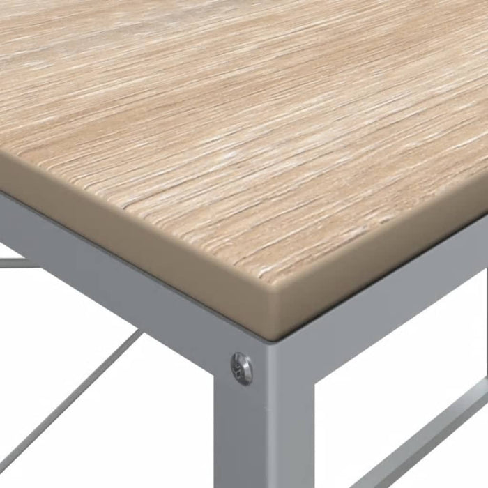 Computer Desk White and Oak 110x60x70 cm Engineered Wood.