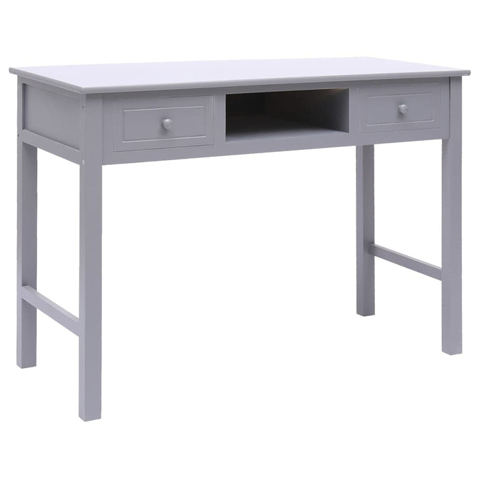 Desk Grey 108x45x76 cm Solid Wood Paulownia.