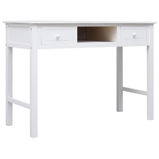 Desk White 108x45x76 cm Solid Wood Paulownia.