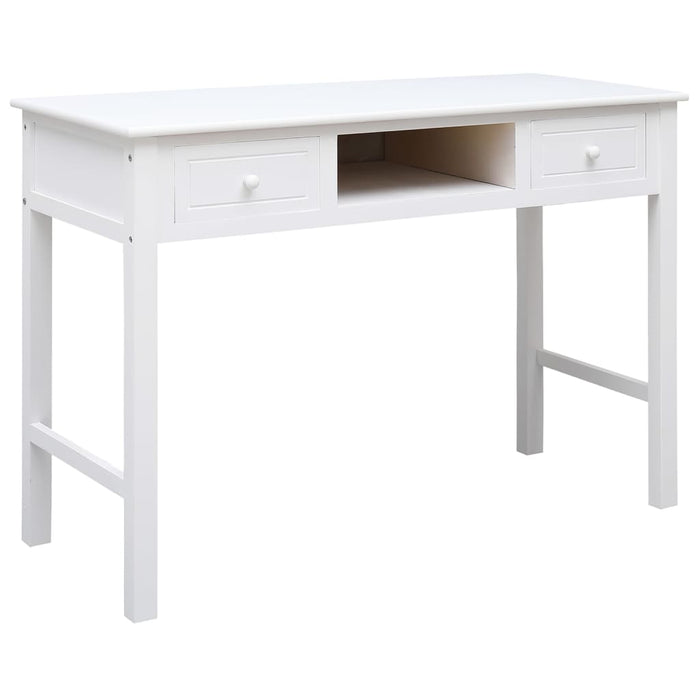 Desk White 108x45x76 cm Solid Wood Paulownia.