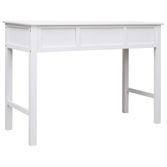 Desk White 108x45x76 cm Solid Wood Paulownia.