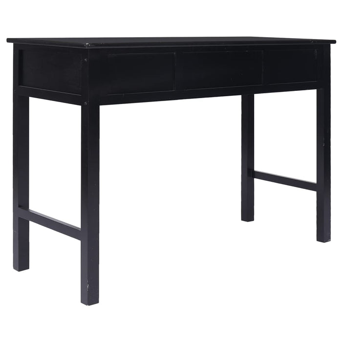 Writing Desk Black 108x45x76 cm Solid Wood Paulownia.