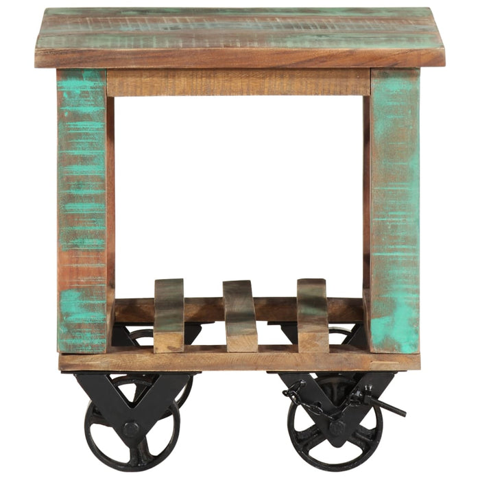 Side Table with Wheels 40x40x42 cm Solid Wood Reclaimed.
