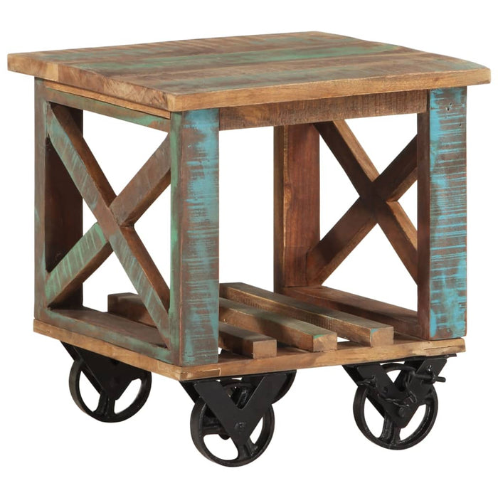 Side Table with Wheels 40x40x42 cm Solid Wood Reclaimed.