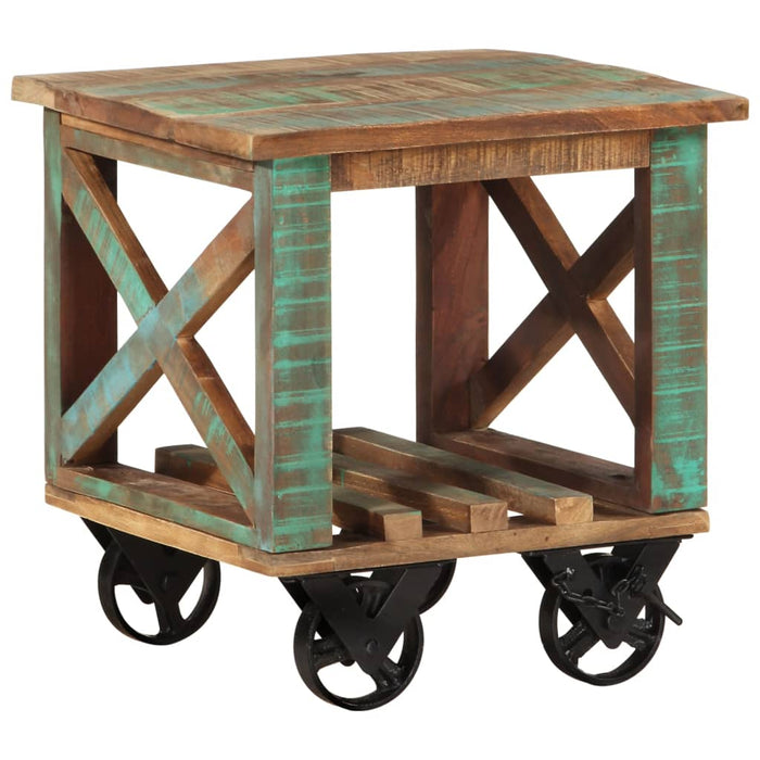 Side Table with Wheels 40x40x42 cm Solid Wood Reclaimed.