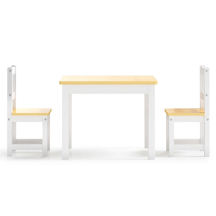 3 Piece Children Table and Chair Set White and Beige MDF.