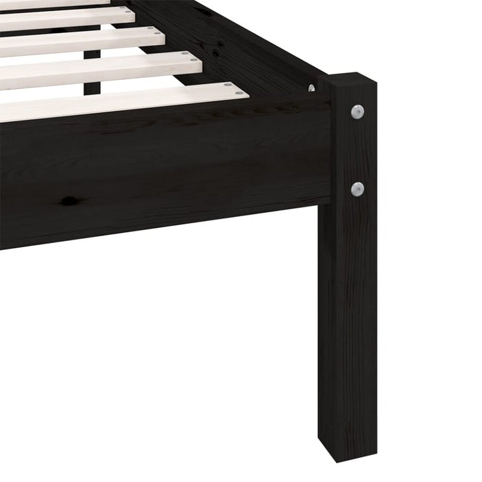 Bed Frame Black Solid Pinewood 90x190 cm 3FT Single.