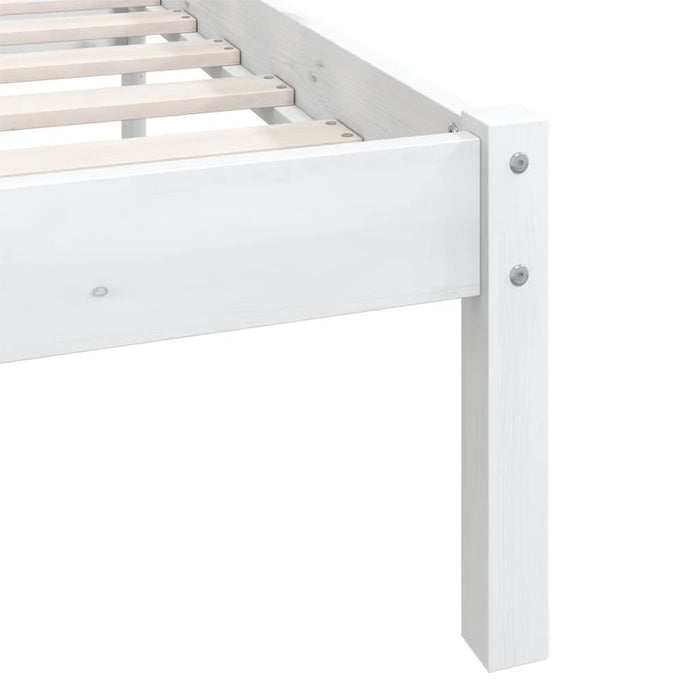 Bed Frame White Solid Pinewood 135x190 cm 4FT6 Double.