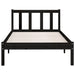 Bed Frame Black Solid Pinewood 90x200 cm.