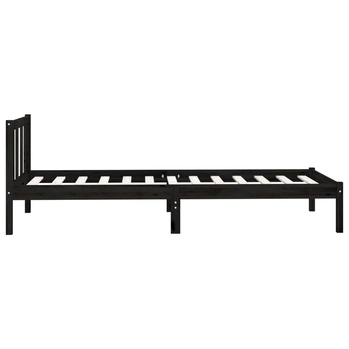 Bed Frame Black Solid Pinewood 100x200 cm.