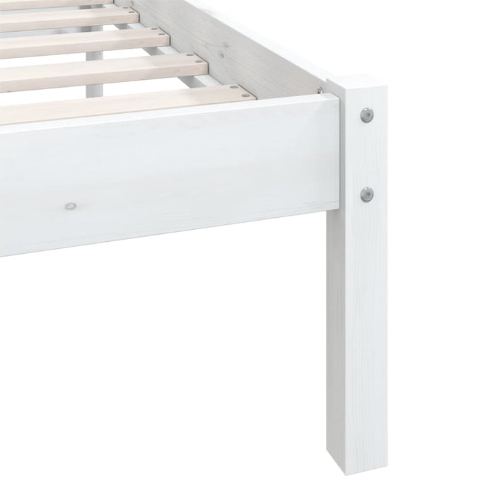 Bed Frame White Solid Pinewood 120x200 cm.