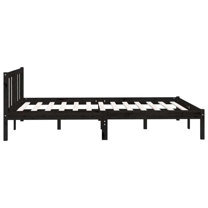 Bed Frame Black Solid Pinewood 120x200 cm.