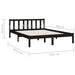 Bed Frame Black Solid Pinewood 140x200 cm.
