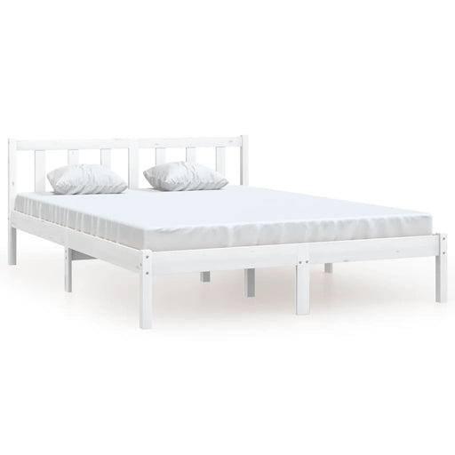 Bed Frame White Solid Pinewood 150x200 cm 5FT King Size.